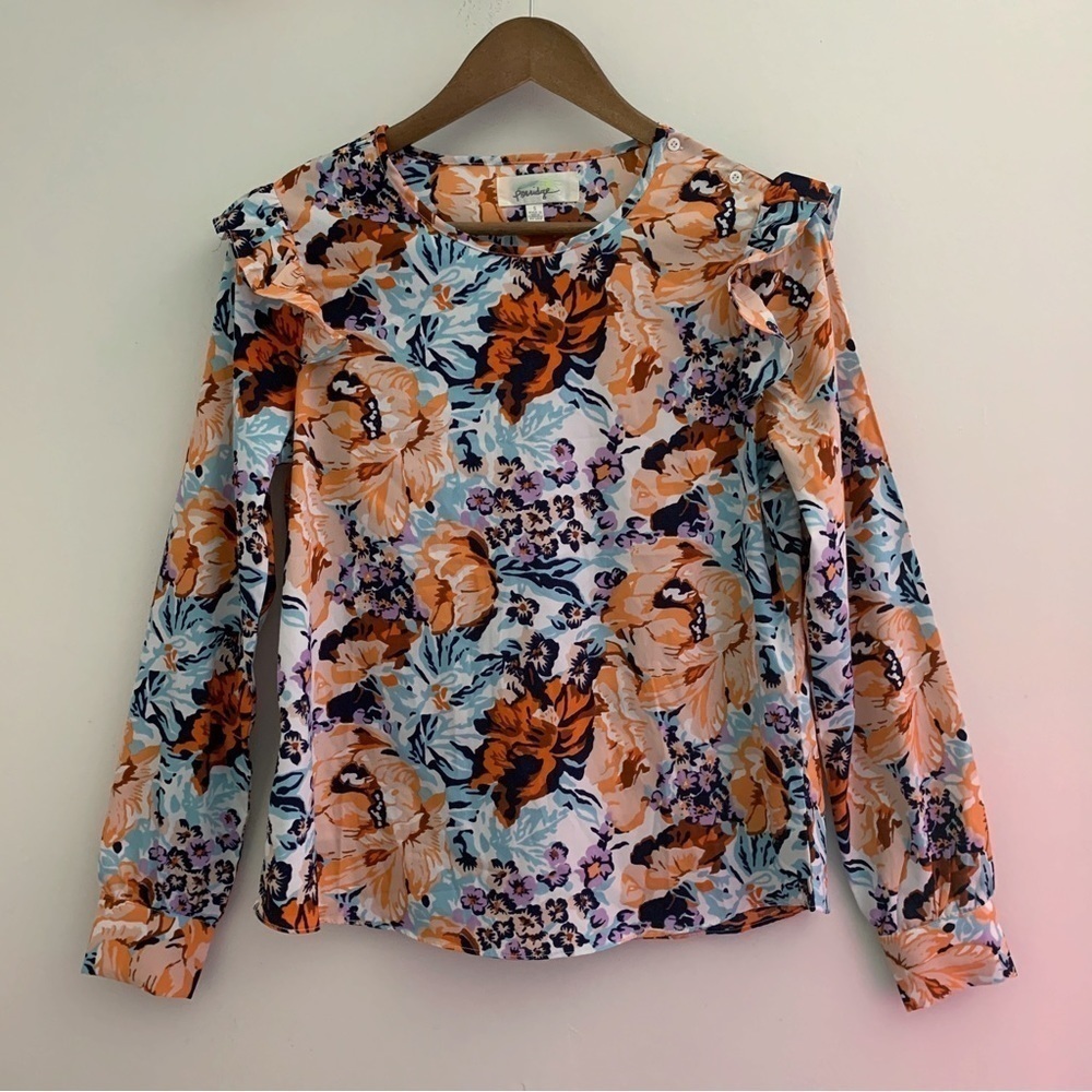 Porridge Floral Ruffle Blouse Small Anthropologie